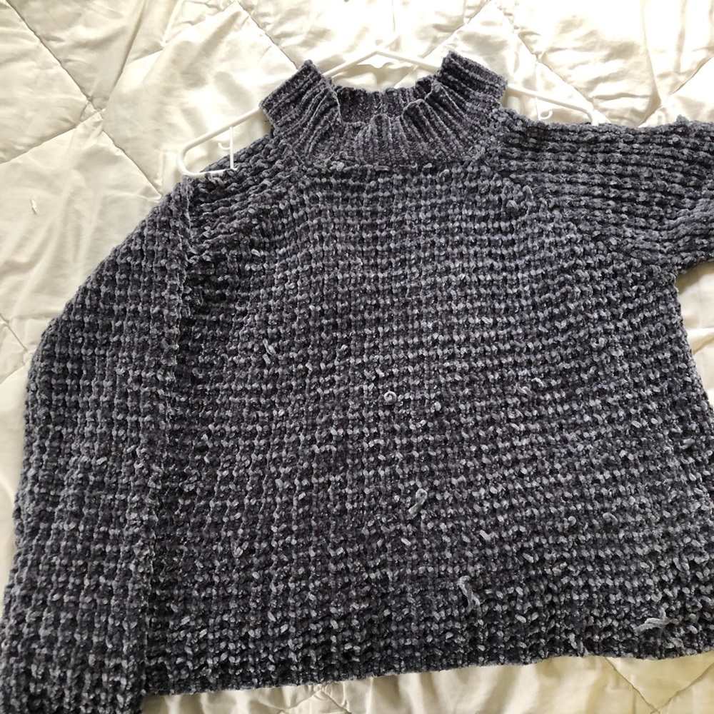 woven cold shoulder sweater